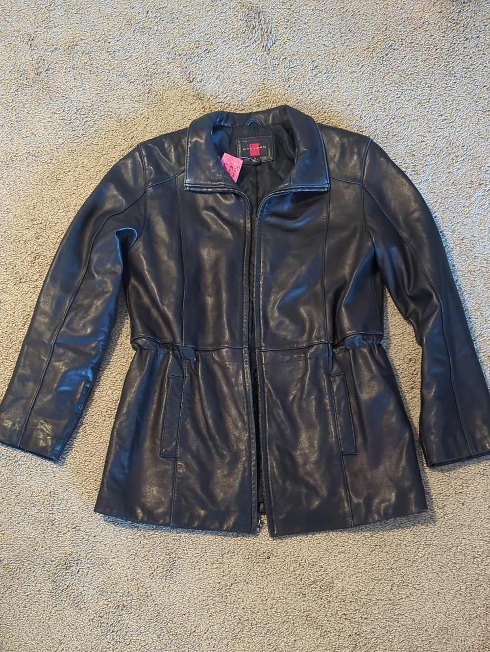 Vintage Gallery Genuine Leather Black Mid Length Jacket Size Small